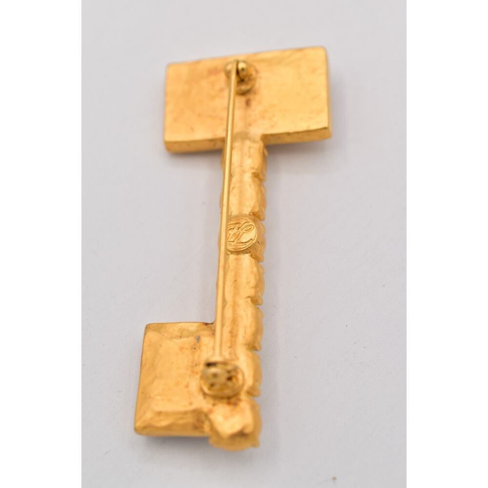Karl Lagerfeld Vintage Key Brooch Pearl Black Crystal Gold Runway Signed Bin5B - Picture 11 of 12